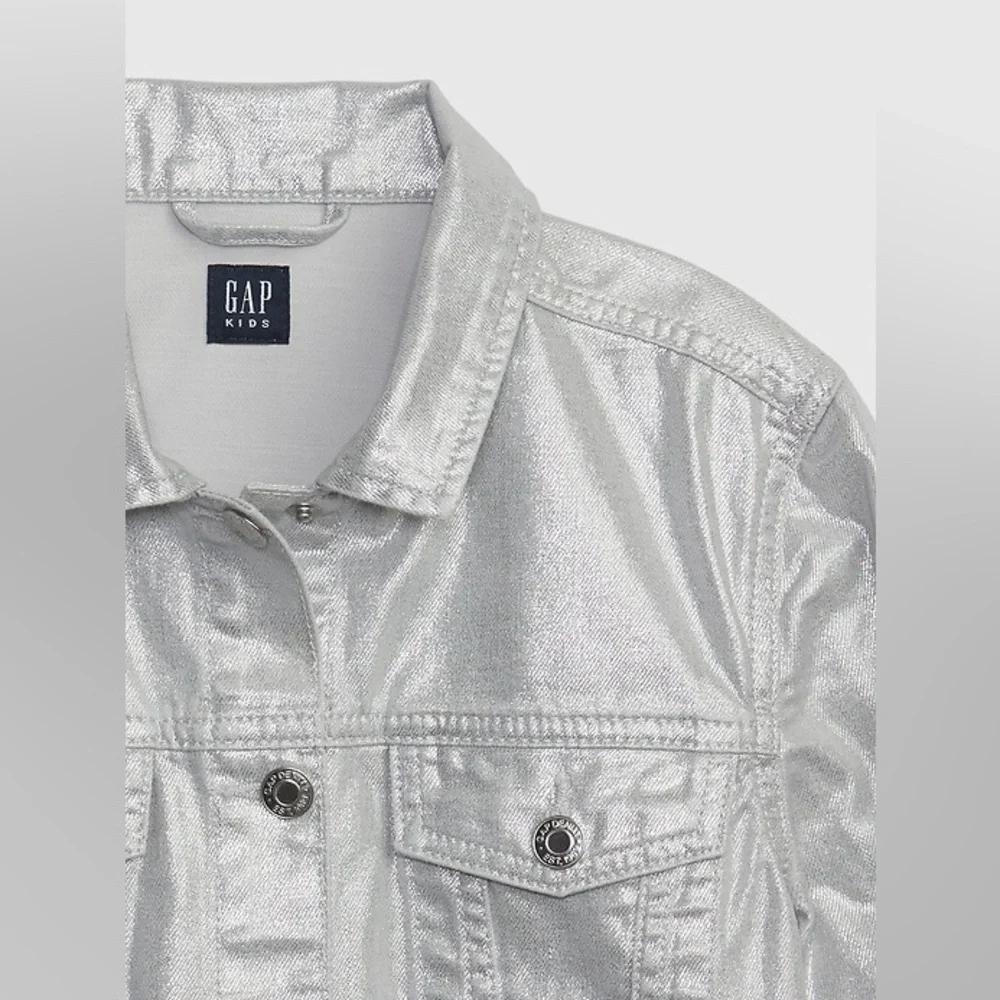 GAP Shimmering Silver Denim Jacket Size LX 12-13